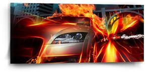 Sablio Obraz Auto v plameňoch - 110x50 cm