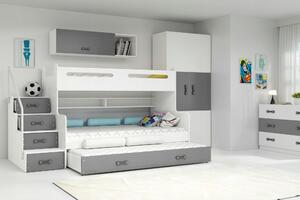 Interbeds Poschodová posteľ MAX 3 + 3x matrace 200x120 sivo-biela 2022