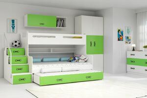 Interbeds Poschodová posteľ MAX 3 + 3x matrace 200x120 zeleno-biela 2022
