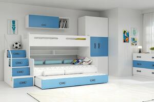 Interbeds Poschodová posteľ MAX 3 + 3x matrace 200x120 modro-biela 2024