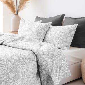 Goldea bavlnené posteľné obliečky - veľké sivé mandaly na bielom 140 x 200 a 70 x 90 cm