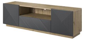 TV stolík Asha 167 cm s otvorenou policou - artisan / rivier stone mat