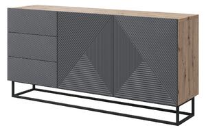 Komoda Asha 167 cm na čiernom podstavci - artisan / rivier stone mat