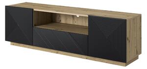 TV stolík Asha 167 cm s otvorenou policou - artisan / čierny mat