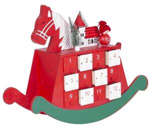Dekorácia MagicHome Vianoce, Drevený adventný kalendár - koník, 2 LED, 2xAAA, 34,50x12x28 cm