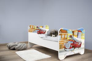 TOP BEDS Detská posteľ Happy Kitty 140x70 Požiarne autíčko