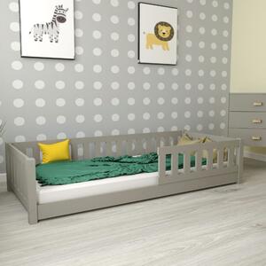 Detská Montessori posteľ z masívu borovice LULU 200x90 cm - šedá