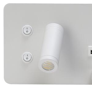 Immax 08285L-LED Nástenné sviet. s pol., USB a bezdr. nab. LED/3W/230V + LED/3W