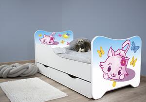 TOP BEDS Detská posteľ Happy Kitty 140x70 Little Kitty so zásuvkou