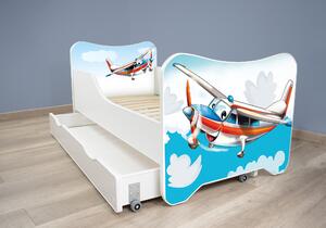TOP BEDS Detská posteľ Happy Kitty 140x70 Lietadlo so zásuvkou