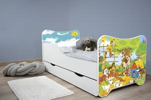 TOP BEDS Detská posteľ Happy Kitty 140x70 Farma so zásuvkou