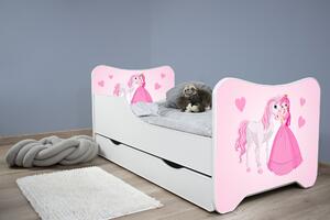 TOP BEDS Detská posteľ Happy Kitty 140x70 Princezná a kôň so zásuvkou