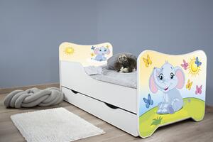 TOP BEDS Detská posteľ Happy Kitty 140x70 Sloník so zásuvkou