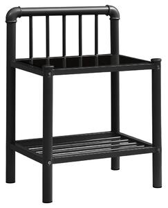 Nočný stolík čierny 45x34,5x62,5 cm kov a sklo