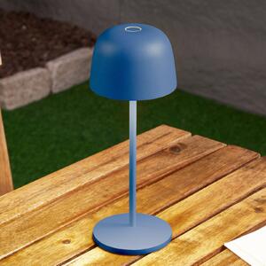 Lindby LED dobíjacia stolová lampa Arietty, modrá, stmievateľná, IP54