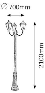 Vonkajšie stojanové svietidlo IP43, 3 x E27