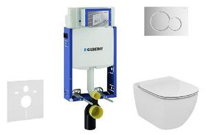 Geberit Kombifix - Modul na závesné WC s tlačidlom Sigma01, lesklý chróm + Ideal Standard Tesi - WC a doska, Aquablade, SoftClose 110.302.00.5 NU2