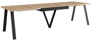 KONDELA Jedálenský rozkladací stôl, 140-290x90 cm, dub wotan/čierna, AVENY