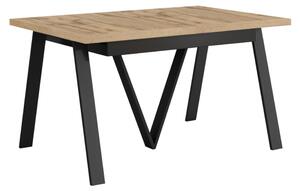 KONDELA Jedálenský rozkladací stôl, dub wotan/čierna, 140-290x90 cm, AVENY