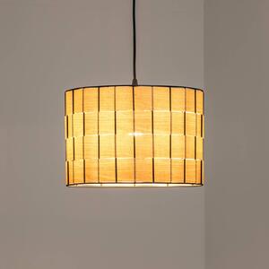 Závesné svietidlo Atlanta, farba dub, Ø 30 cm, textil, E27