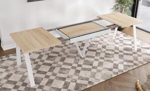 KONDELA Jedálenský rozkladací stôl, 140-290x90 cm, dub sonoma/biela, AVENY