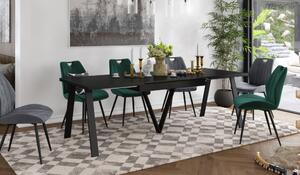 KONDELA Jedálenský rozkladací stôl, 140-290x90 cm, matná čierna/čierna, AVENY