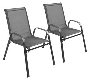 KONDELA Záhradná stohovateľná stolička, set 2 ks, sivá, ALDIA