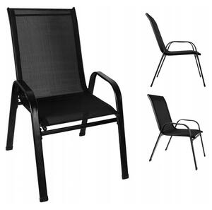 KONDELA Záhradná stohovateľná stolička, set 2 ks, čierna, ALDIA