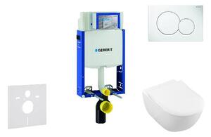 Geberit Kombifix - Modul na závesné WC s tlačidlom Sigma01, alpská biela + Villeroy Boch - WC a doska, DirectFlush, SoftClose, CeramicPlus 110.302.00.5 NI1