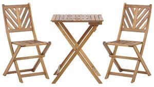 Bistro sada ľahká masívna akácia 2 stoličky a čajový stôl skladací lamelový dizajn