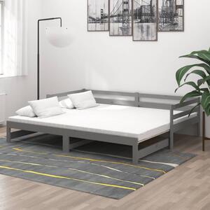 Rozkladacia denná posteľ sivá borovicový masív 2x(90x200) cm