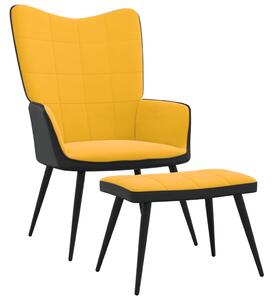 Relaxačné kreslo s podnožkou horčicovo-žlté zamat a PVC