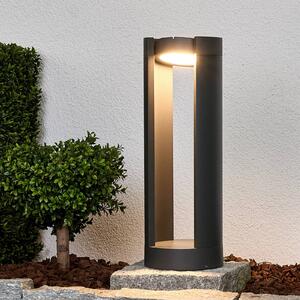 Lucande LED podstavné svietidlo Dylen, sivé, kov, 50 cm, IP65