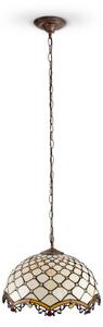 Brilagi - Tiffany vitražový luster na reťazi, slonovinový, 1xE27/60W/230V, pr. 40 cm