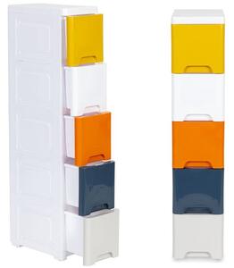 Regál s 5 zásuvkami v rôznych farbách