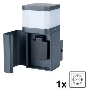 Brilagi - Vonkajšie nástenné svietidlo so zásuvkou SCHUKO PILLAR 1xG9/11W/230V IP44 antracit