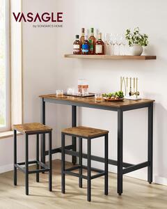 Vysoký stôl s 2 barovými stoličkami v industriálnom štýle, čierna, hnedá