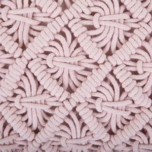 Dekoratívny vankúš z ružovej bavlny Macramé 45 x 40 cm Boho Retro dekoratívne doplnky