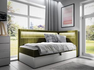 Mirjan24 Kontinentálna jednolôžková posteľ Junior Ribezo 3, Strana: pravá, Rozmer postele: 90x200, Dostupné poťahy: ekokoža Soft 017 (biela) + Fresh 12 Mirjan24 5903211203398