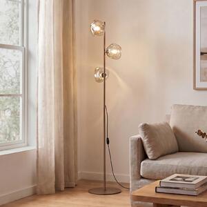 Stojacia lampa Lava, piesková/koňaková, sklo, 151 cm, 3-pl., G9, Krémová / jantárovo žltá, Obývacia izba / jedáleň, Sklo, Moderný, Stojaca lampa