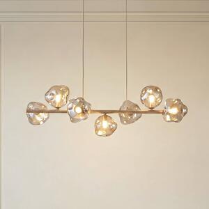 TK Lighting Závesné svietidlo Lava, 7-pl., dĺžka 90 cm, piesková/koňaková, G9, Krémová / jantárovo žltá, Obývacia izba / jedáleň, Sklo, Moderný, Závesné svietidlo