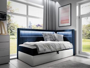 Mirjan24 Kontinentálna jednolôžková posteľ Junior Ribezo 3, Strana: pravá, Rozmer postele: 100x200, Dostupné poťahy: ekokoža Soft 017 (biela) + Fresh 11 5903211203749