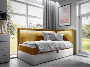 Mirjan24 Kontinentálna jednolôžková posteľ Junior Ribezo 3, Strana: pravá, Rozmer postele: 80x200, Dostupné poťahy: ekokoža Soft 017 (biela) + Fresh 37 5903211203336