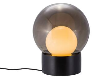 Stolová lampa Pulpo Boule Small, dymová sivá/opálová/čierna, sklo