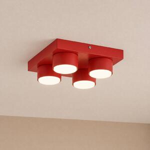 Stropné svietidlo Brix, červené, dĺžka 23 cm, 4-pl., GX53, Červená, Obývacia izba / jedáleň, kov, Moderný, Stropné svetlo