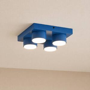 Stropné svietidlo Brix, modré, dĺžka 23 cm, 4-pl., GX53, Modrá, Obývacia izba / jedáleň, kov, Moderný, Stropné svetlo