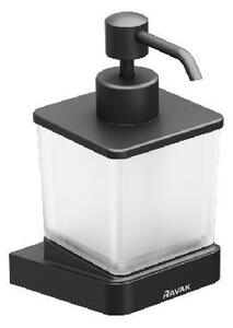 Ravak 10° - Dávkovač na tekuté mydlo s držiakom, čierna/sklo X07P559