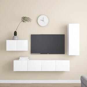 4-dielna súprava TV skriniek biela drevotrieska