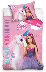 TipTrade Obliečky do postieľky 100x135 + 40x60 cm - Barbie a dúhový jednorožec