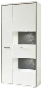 KOMBINÁCIA VITRÍN, sivá, strieborná, biela, biela s vysokým leskom, 94/201/38 cm Livetastic - Sklenené vitríny, Online Only